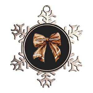 Coquette Bow Pumpkin American Football Thanksgiving Autumn Metallic Star Ornament