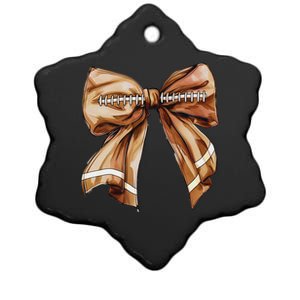 Coquette Bow Pumpkin American Football Thanksgiving Autumn Ceramic Star Ornament