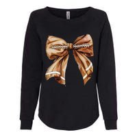 Coquette Bow Pumpkin American Football Thanksgiving Autumn Womens California Wash Sweatshirt