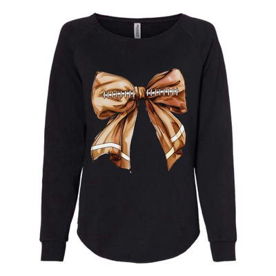 Coquette Bow Pumpkin American Football Thanksgiving Autumn Womens California Wash Sweatshirt