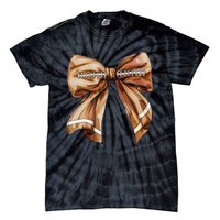 Coquette Bow Pumpkin American Football Thanksgiving Autumn Tie-Dye T-Shirt