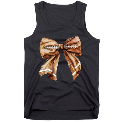 Coquette Bow Pumpkin American Football Thanksgiving Autumn Tank Top