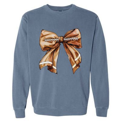 Coquette Bow Pumpkin American Football Thanksgiving Autumn Garment-Dyed Sweatshirt