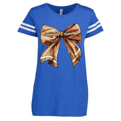 Coquette Bow Pumpkin American Football Thanksgiving Autumn Enza Ladies Jersey Football T-Shirt