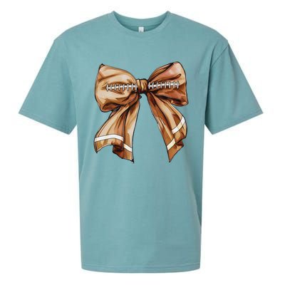 Coquette Bow Pumpkin American Football Thanksgiving Autumn Sueded Cloud Jersey T-Shirt