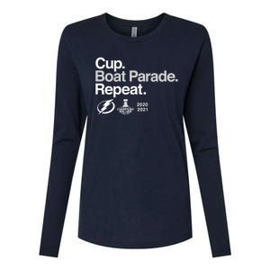 Cup Boat Parade Repeat Womens Cotton Relaxed Long Sleeve T-Shirt