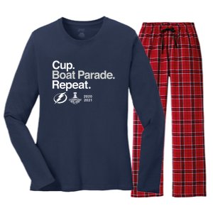 Cup Boat Parade Repeat Women's Long Sleeve Flannel Pajama Set 