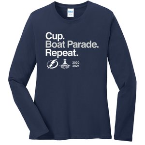 Cup Boat Parade Repeat Ladies Long Sleeve Shirt