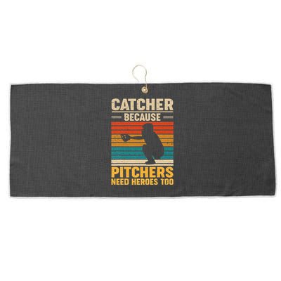 Catcher Because Pitchers Need Heroes Too Baseball Large Microfiber Waffle Golf Towel