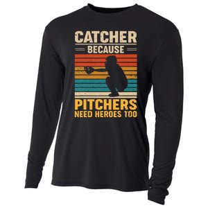 Catcher Because Pitchers Need Heroes Too Baseball Cooling Performance Long Sleeve Crew