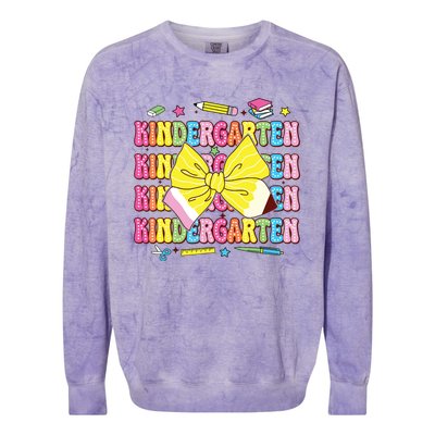 Coquette Bow Pencil Retro Kindergarten Funny Back To School Colorblast Crewneck Sweatshirt