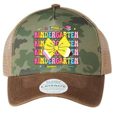 Coquette Bow Pencil Retro Kindergarten Funny Back To School Legacy Tie Dye Trucker Hat