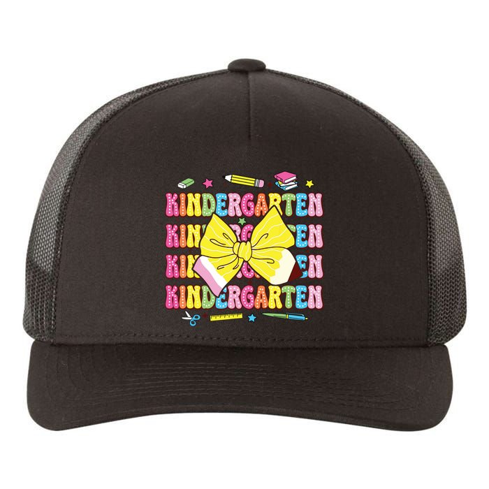 Coquette Bow Pencil Retro Kindergarten Funny Back To School Yupoong Adult 5-Panel Trucker Hat