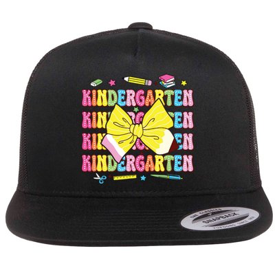 Coquette Bow Pencil Retro Kindergarten Funny Back To School Flat Bill Trucker Hat