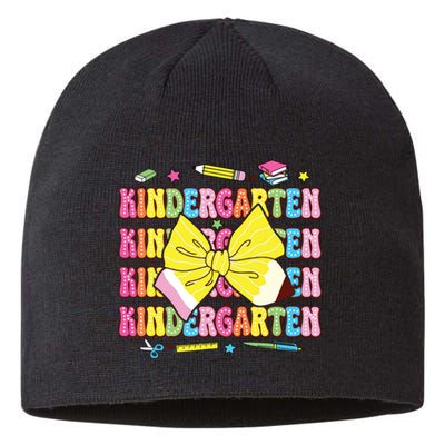 Coquette Bow Pencil Retro Kindergarten Funny Back To School Sustainable Beanie