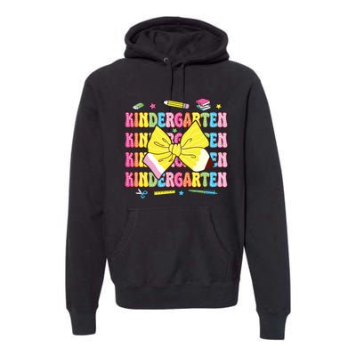 Coquette Bow Pencil Retro Kindergarten Funny Back To School Premium Hoodie