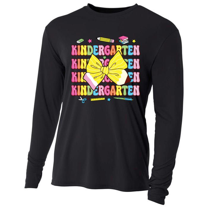 Coquette Bow Pencil Retro Kindergarten Funny Back To School Cooling Performance Long Sleeve Crew