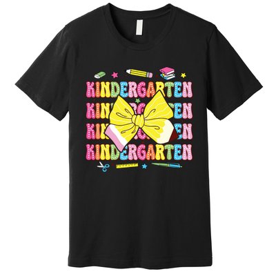 Coquette Bow Pencil Retro Kindergarten Funny Back To School Premium T-Shirt