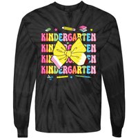 Coquette Bow Pencil Retro Kindergarten Funny Back To School Tie-Dye Long Sleeve Shirt