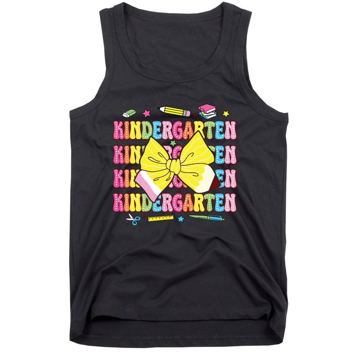 Coquette Bow Pencil Retro Kindergarten Funny Back To School Tank Top