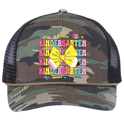 Coquette Bow Pencil Retro Kindergarten Funny Back To School Retro Rope Trucker Hat Cap