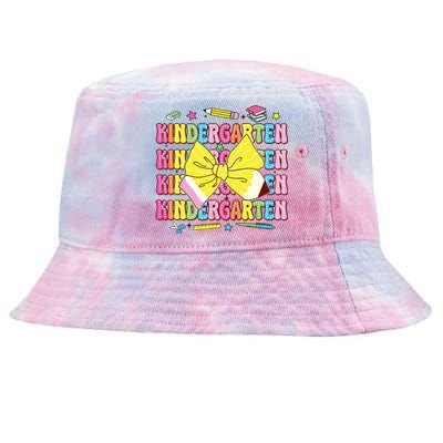 Coquette Bow Pencil Retro Kindergarten Funny Back To School Tie-Dyed Bucket Hat