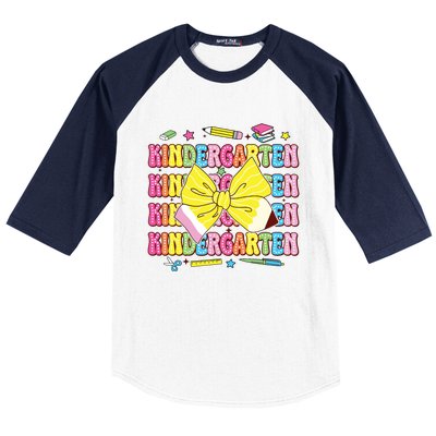 Coquette Bow Pencil Retro Kindergarten Funny Back To School Baseball Sleeve Shirt