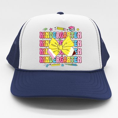 Coquette Bow Pencil Retro Kindergarten Funny Back To School Trucker Hat