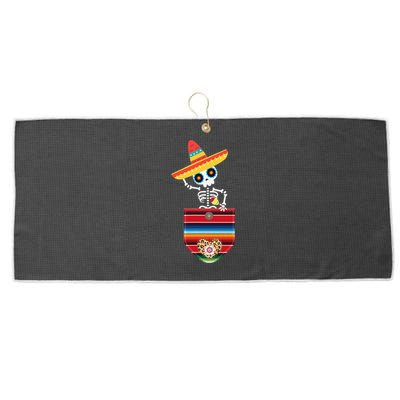 Calaca Blanket Pocket Serape Mexican Gift Cinco De Mayo Large Microfiber Waffle Golf Towel