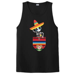 Calaca Blanket Pocket Serape Mexican Gift Cinco De Mayo PosiCharge Competitor Tank