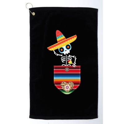 Calaca Blanket Pocket Serape Mexican Gift Cinco De Mayo Platinum Collection Golf Towel