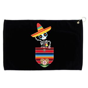 Calaca Blanket Pocket Serape Mexican Gift Cinco De Mayo Grommeted Golf Towel