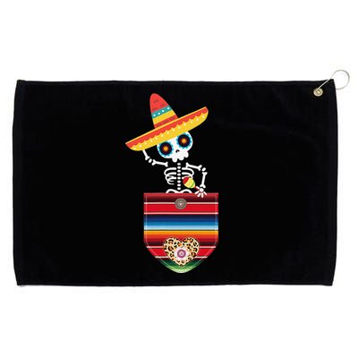 Calaca Blanket Pocket Serape Mexican Gift Cinco De Mayo Grommeted Golf Towel