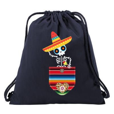 Calaca Blanket Pocket Serape Mexican Gift Cinco De Mayo Drawstring Bag