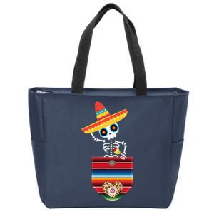 Calaca Blanket Pocket Serape Mexican Gift Cinco De Mayo Zip Tote Bag