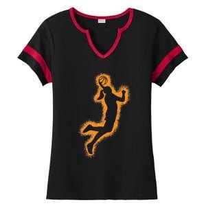 Cute Basketball Player Print Women Basketball Ladies Halftime Notch Neck Tee