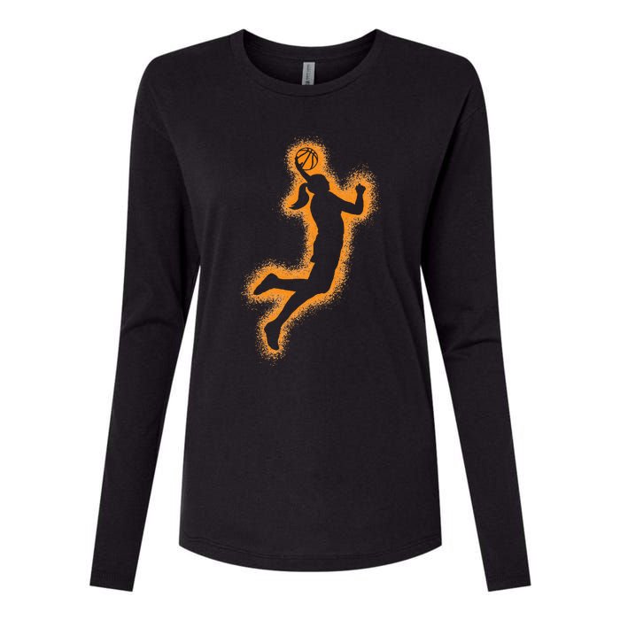 Cute Basketball Player Print Women Basketball Womens Cotton Relaxed Long Sleeve T-Shirt