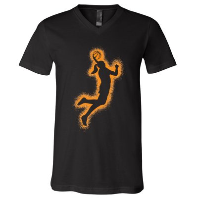 Cute Basketball Player Print Women Basketball V-Neck T-Shirt