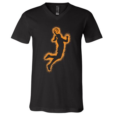 Cute Basketball Player Print Women Basketball V-Neck T-Shirt