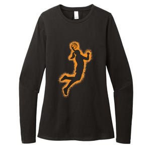 Cute Basketball Player Print Women Basketball Womens CVC Long Sleeve Shirt