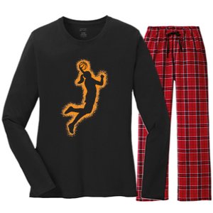 Cute Basketball Player Print Women Basketball Women's Long Sleeve Flannel Pajama Set 