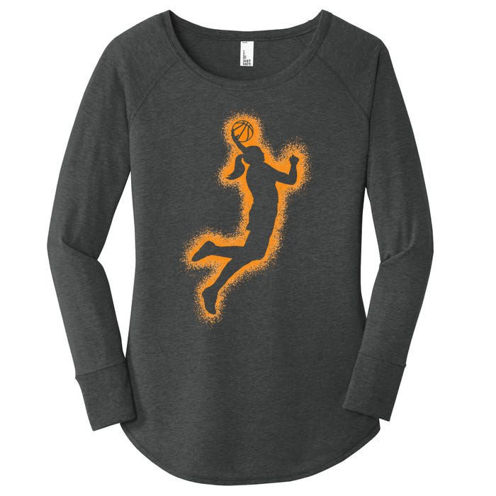 Cute Basketball Player Print Women Basketball Women's Perfect Tri Tunic Long Sleeve Shirt