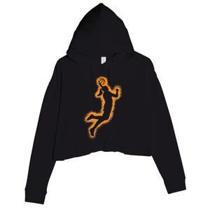 Cute Basketball Player Print Women Basketball Crop Fleece Hoodie