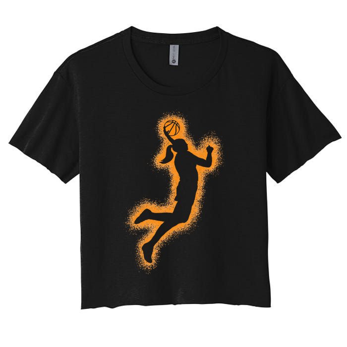 Cute Basketball Player Print Women Basketball Women's Crop Top Tee