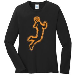 Cute Basketball Player Print Women Basketball Ladies Long Sleeve Shirt