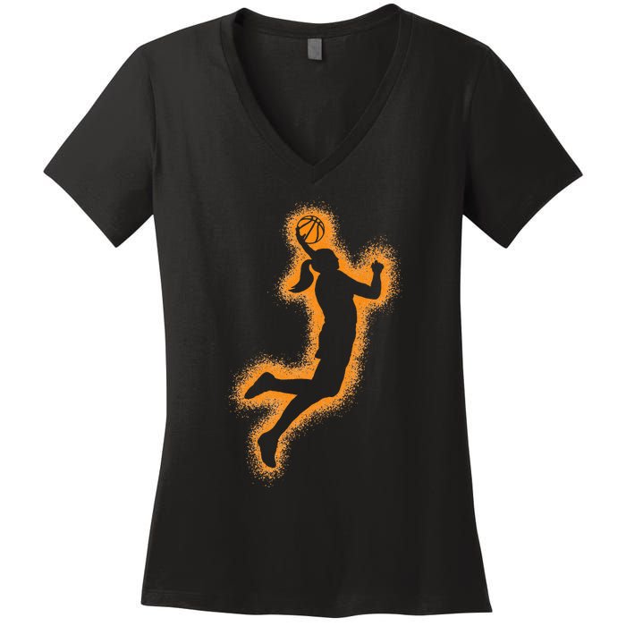 Cute Basketball Player Print Women Basketball Women's V-Neck T-Shirt