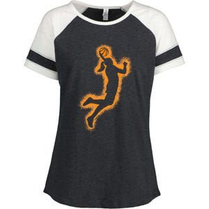 Cute Basketball Player Print Women Basketball Enza Ladies Jersey Colorblock Tee