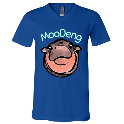 Cute Baby Pygmy Hippo Moodeng V-Neck T-Shirt