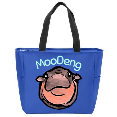 Cute Baby Pygmy Hippo Moodeng Zip Tote Bag