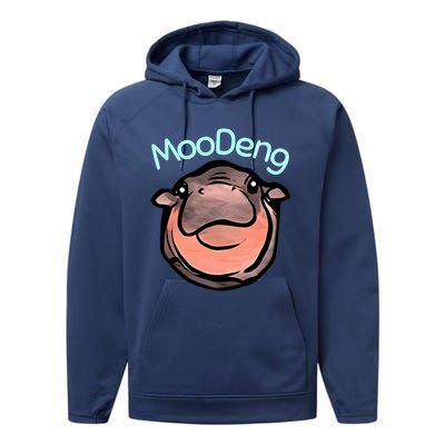 Cute Baby Pygmy Hippo Moodeng Performance Fleece Hoodie